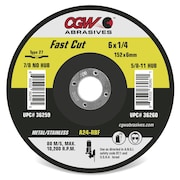 CGW ABRASIVES CGW Abrasives 35622 Depressed Center Wheel 4-1/2" x 1/4" x 7/8" Type 27 24 Grit Aluminum Oxide 35622